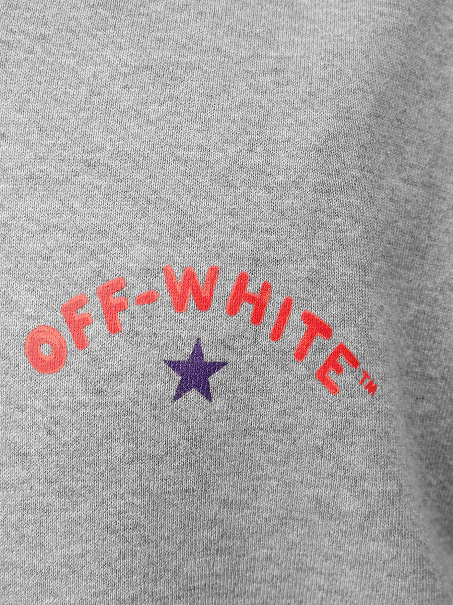 Худи хлопковое OFF-WHITE OMBB085S25FLE00D0810 Серый  Фото 6