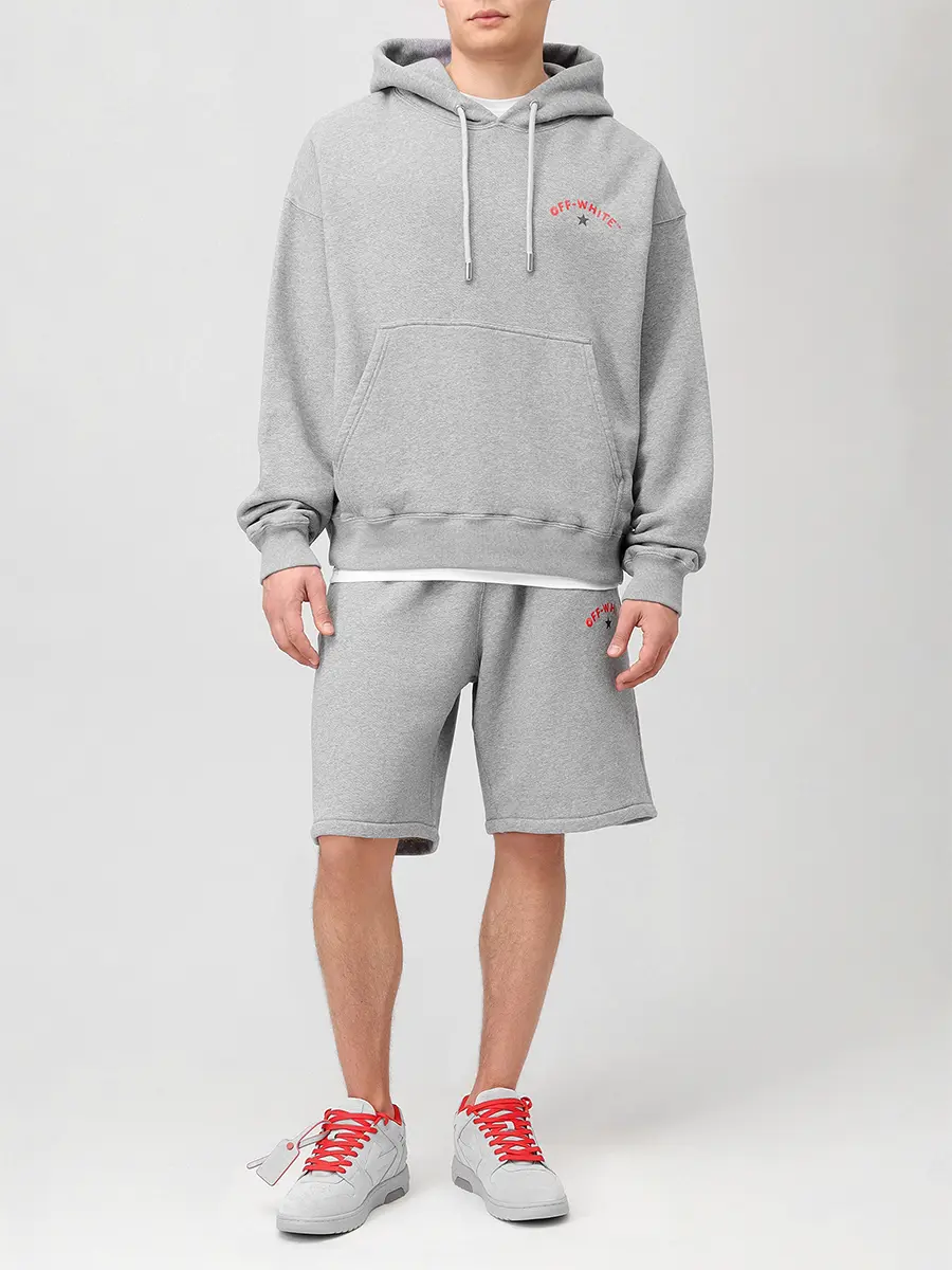 Худи хлопковое OFF-WHITE OMBB085S25FLE00D0810 Серый  Фото 2