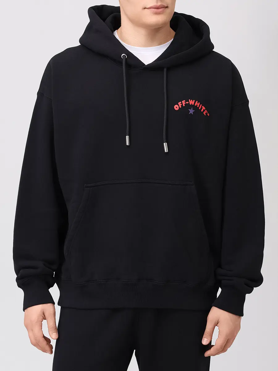 Худи хлопковое OFF-WHITE OMBB085S25FLE00D1001 Черный  Фото 4