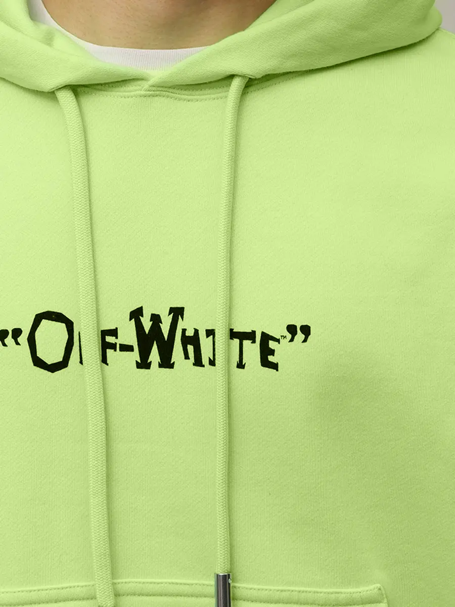 Худи хлопковое OFF-WHITE OMBB085S25FLE00F5010 Зеленый  Фото 5