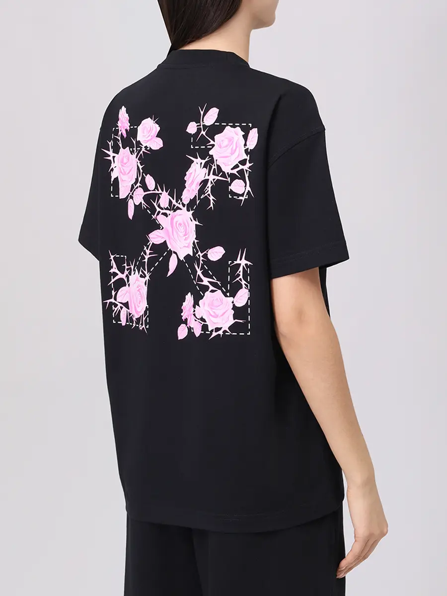 Футболка хлопковая OFF-WHITE OWAA089S25JER0011001 Черный  Фото 3