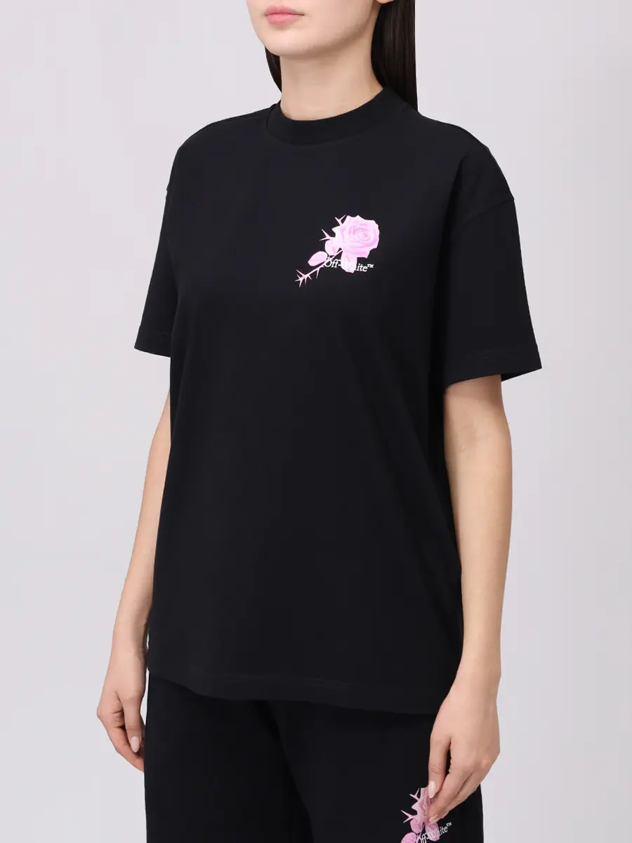 Футболка хлопковая OFF-WHITE OWAA089S25JER0011001 Черный  Фото 4