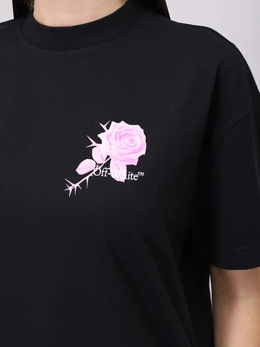 Футболка хлопковая OFF-WHITE OWAA089S25JER0011001 Черный  Фото 5
