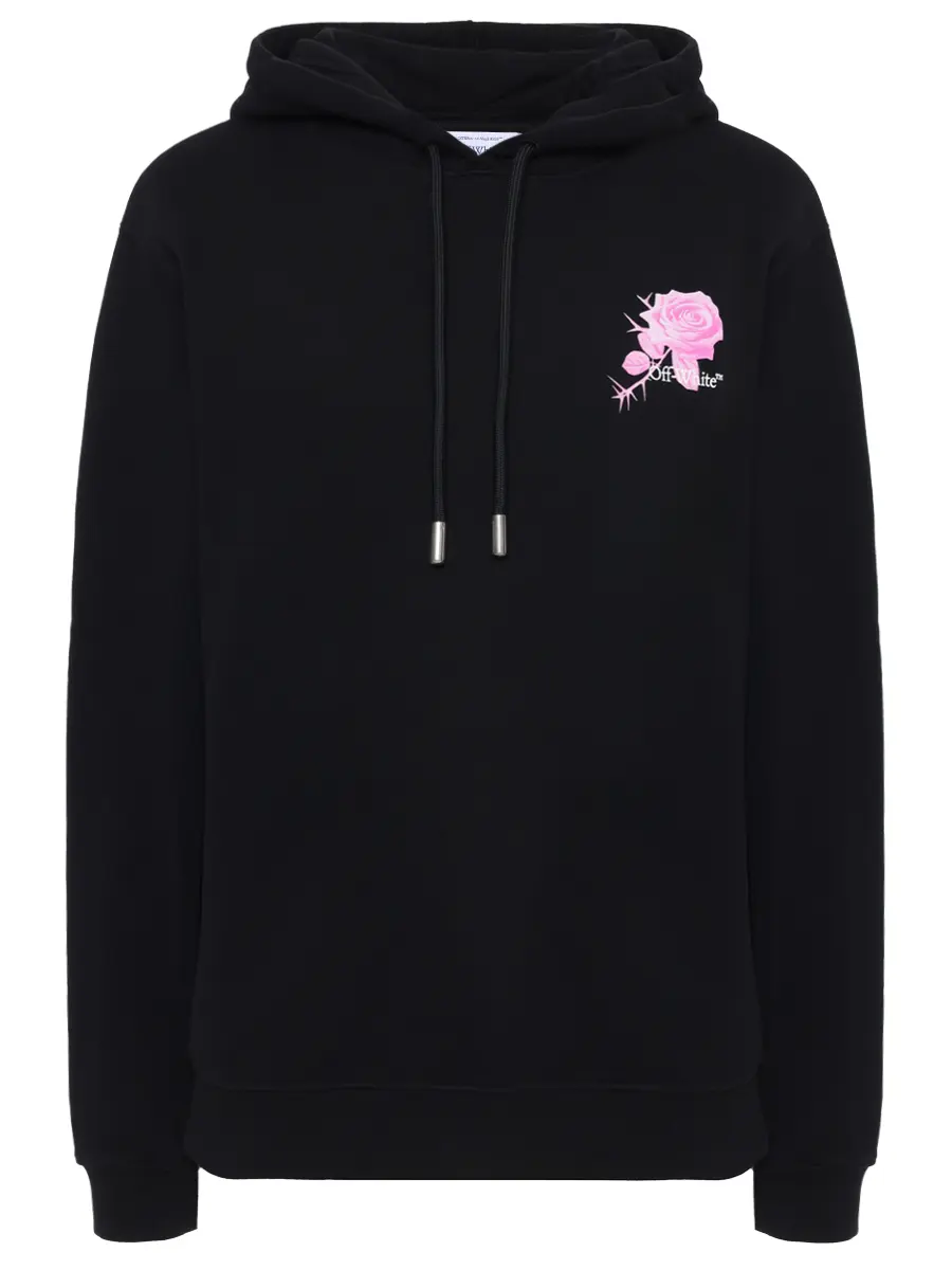 Худи хлопковое OFF-WHITE OWBB035S25FLE0011001 Черный 