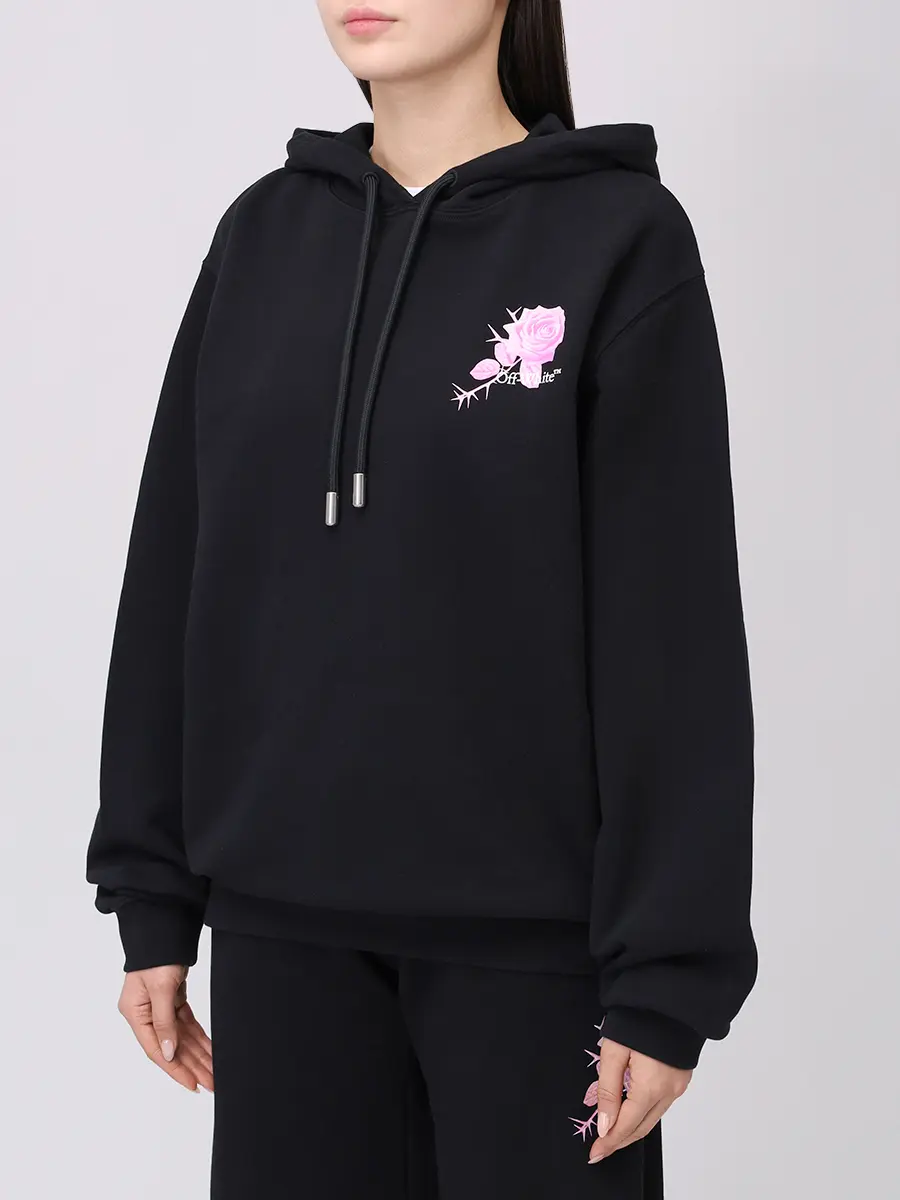 Худи хлопковое OFF-WHITE OWBB035S25FLE0011001 Черный  Фото 4