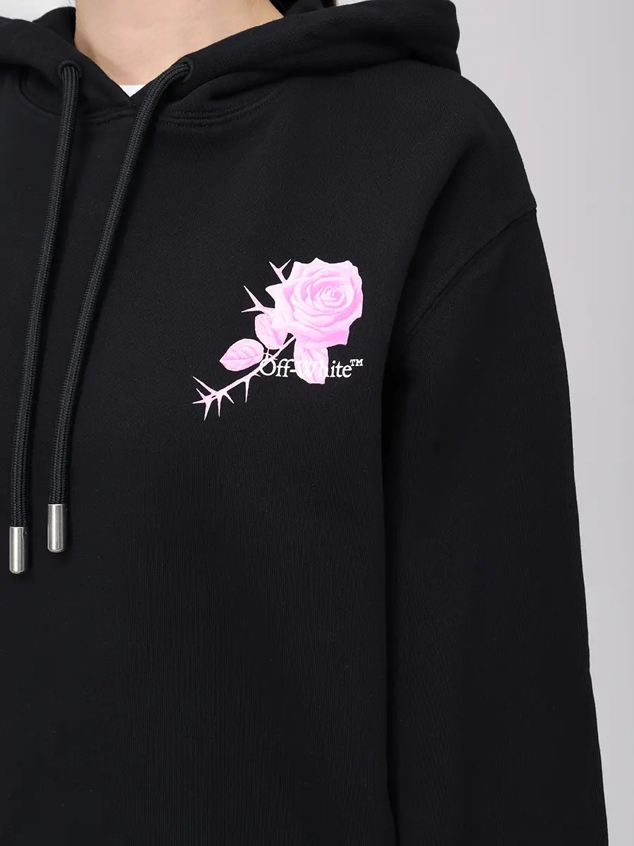 Худи хлопковое OFF-WHITE OWBB035S25FLE0011001 Черный  Фото 5