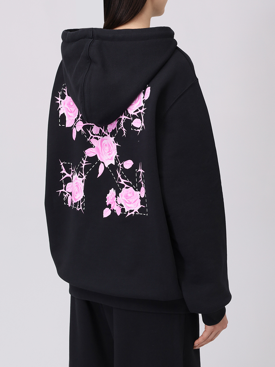 Худи хлопковое OFF-WHITE OWBB035S25FLE0011001 Черный  Фото 3