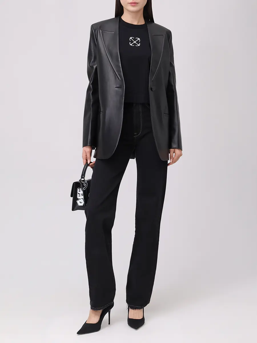 Футболка хлопковая OFF-WHITE OWAA090S25JER0021072 Черный  Фото 2