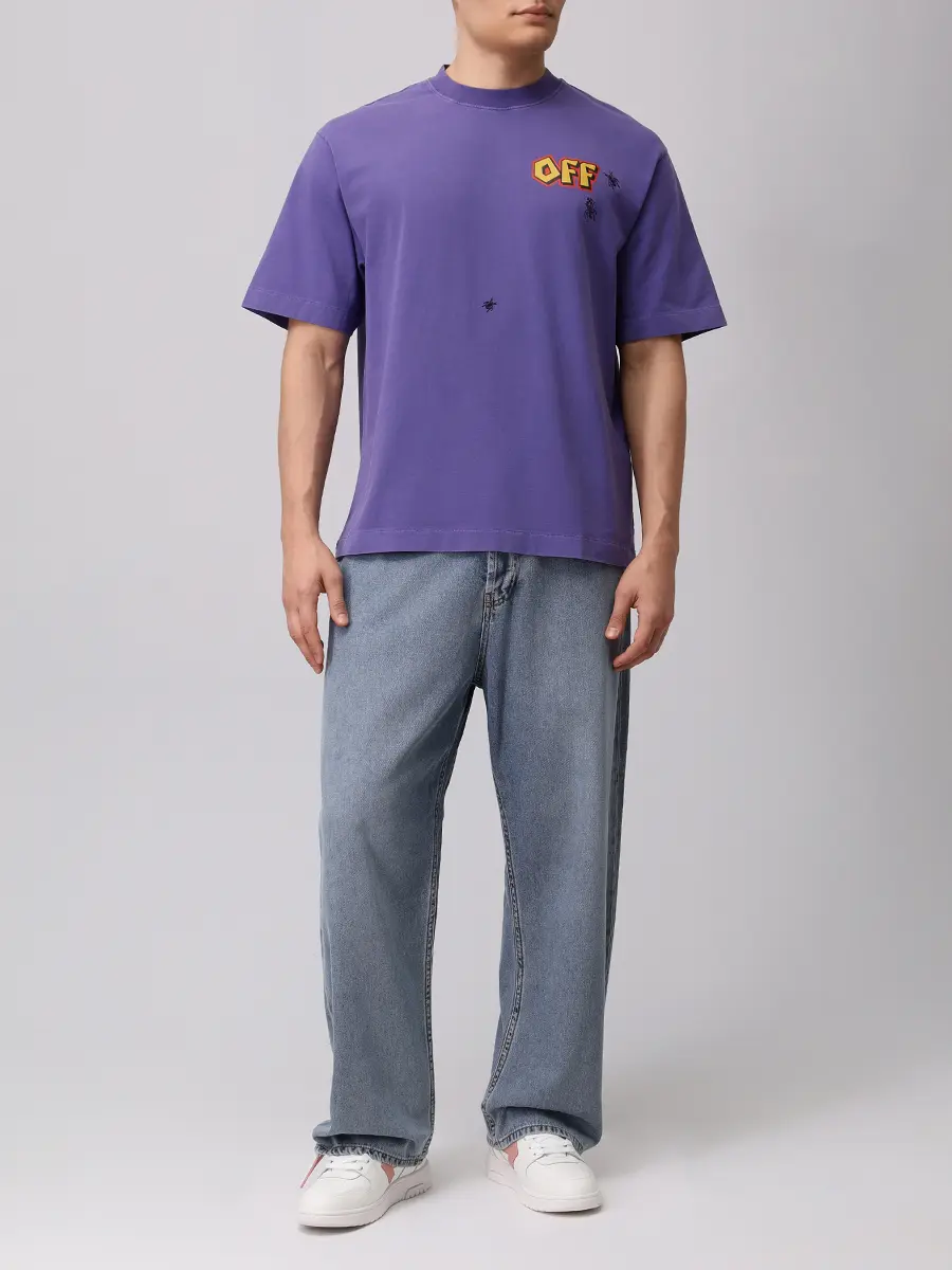 Футболка хлопковая OFF-WHITE OMAA120S25JER0093715 Фиолетовый  Фото 2