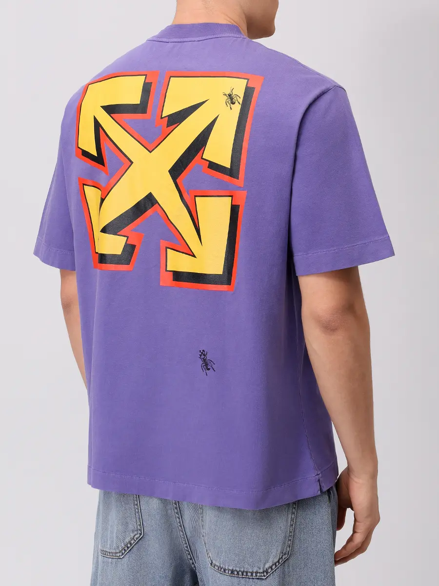 Футболка хлопковая OFF-WHITE OMAA120S25JER0093715 Фиолетовый  Фото 3