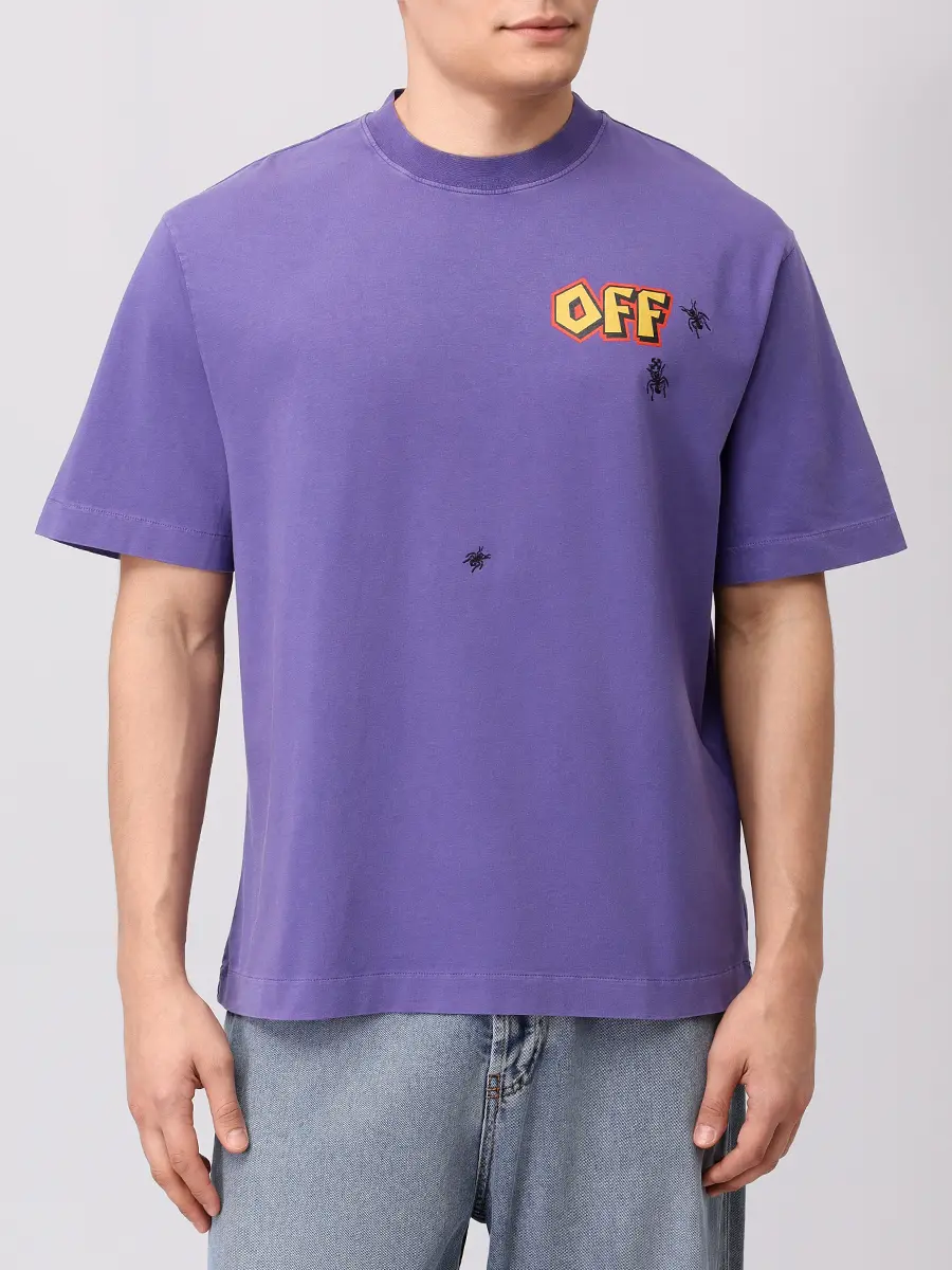Футболка хлопковая OFF-WHITE OMAA120S25JER0093715 Фиолетовый  Фото 4