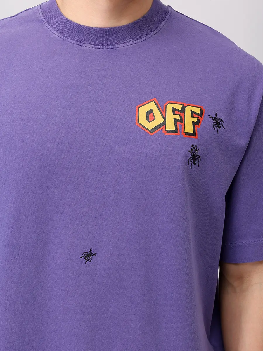 Футболка хлопковая OFF-WHITE OMAA120S25JER0093715 Фиолетовый  Фото 5