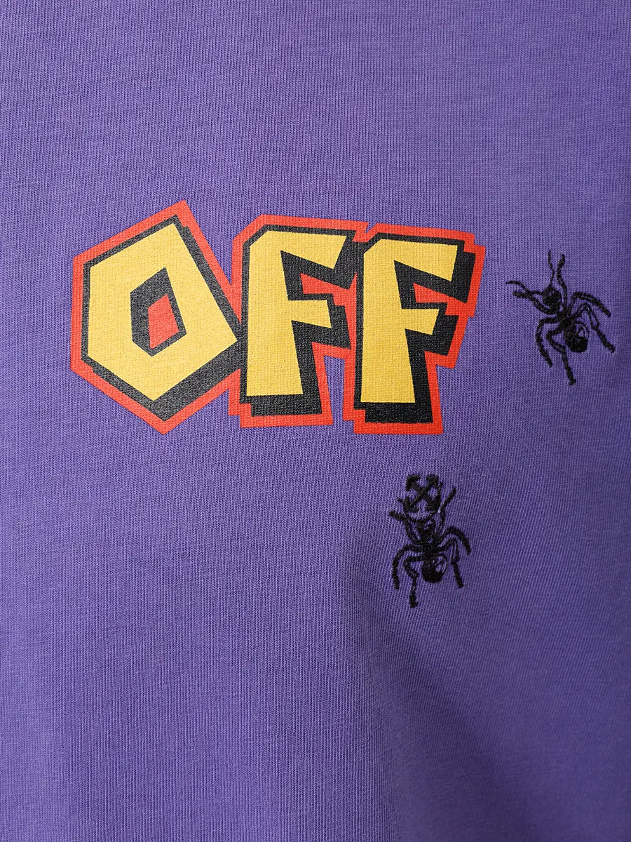 Футболка хлопковая OFF-WHITE OMAA120S25JER0093715 Фиолетовый  Фото 6