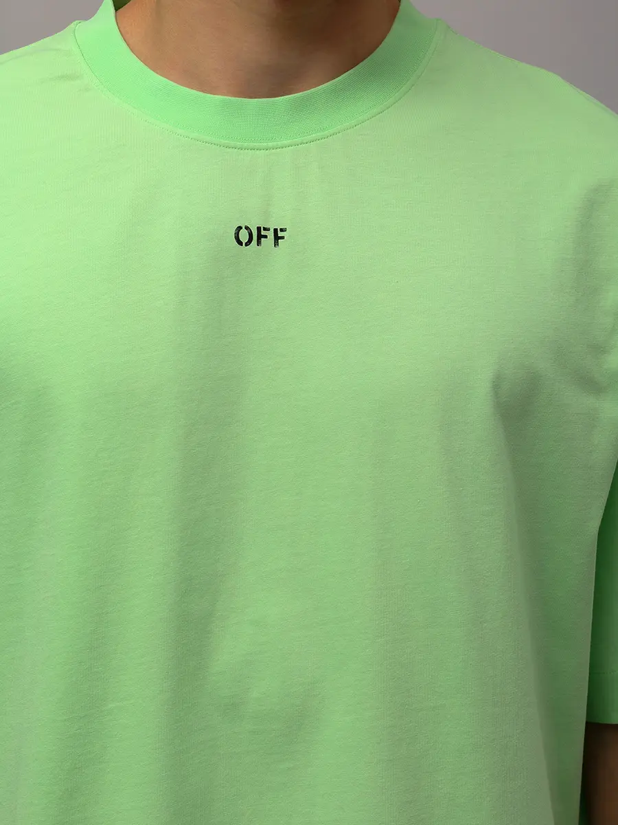 Футболка хлопковая OFF-WHITE OMAA120S25JER00L5010 Мятный  Фото 5