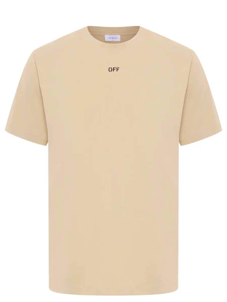 Футболка хлопковая OFF-WHITE OMAA027S25JER00C6110 Бежевый 