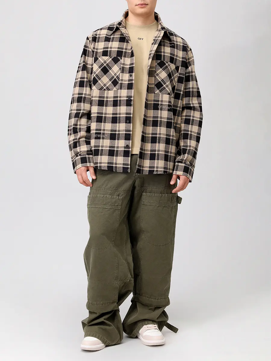 Футболка хлопковая OFF-WHITE OMAA027S25JER00C6110 Бежевый  Фото 2