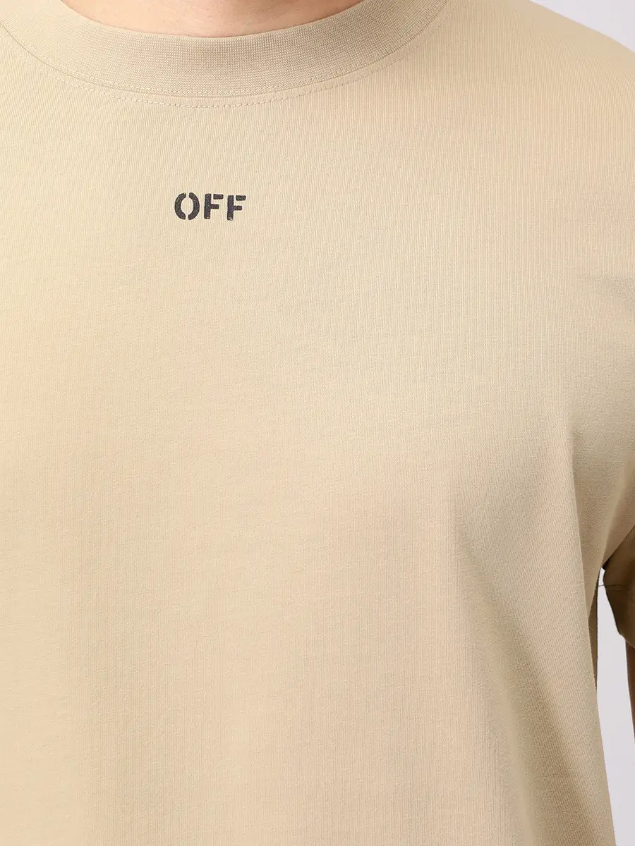 Футболка хлопковая OFF-WHITE OMAA027S25JER00C6110 Бежевый  Фото 5