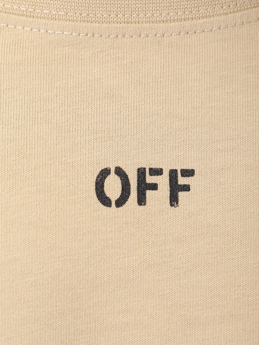 Футболка хлопковая OFF-WHITE OMAA027S25JER00C6110 Бежевый  Фото 6