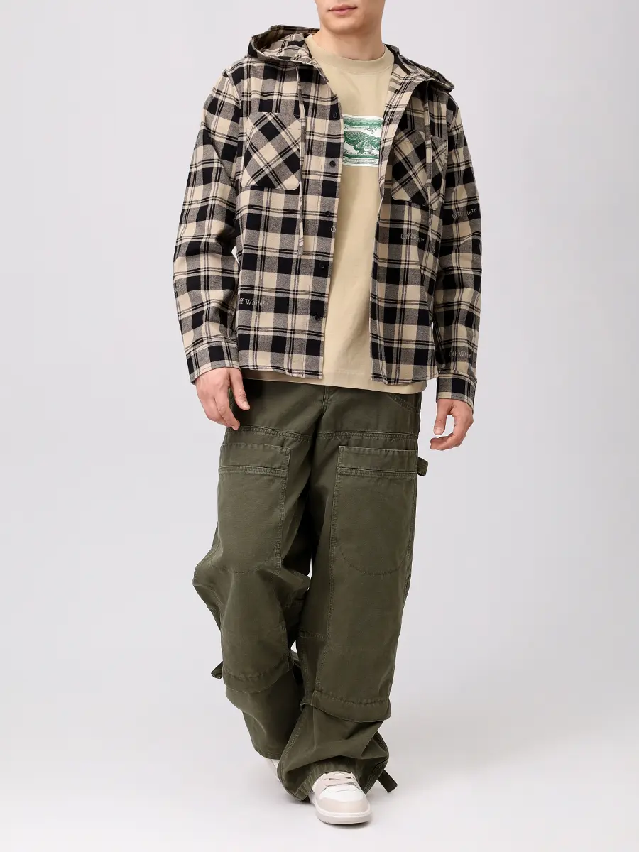 Футболка хлопковая OFF-WHITE OMAA120S25JER00C6158 Бежевый  Фото 2