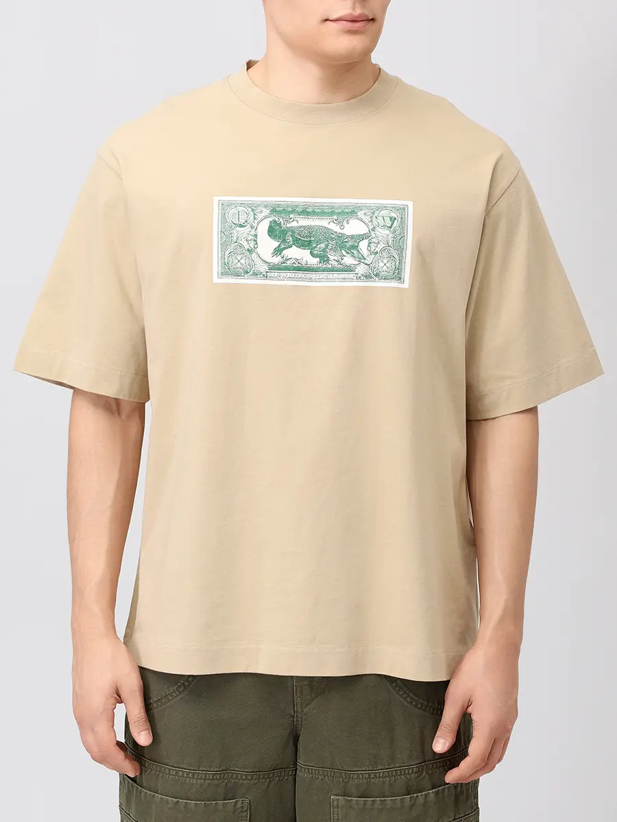 Футболка хлопковая OFF-WHITE OMAA120S25JER00C6158 Бежевый  Фото 4