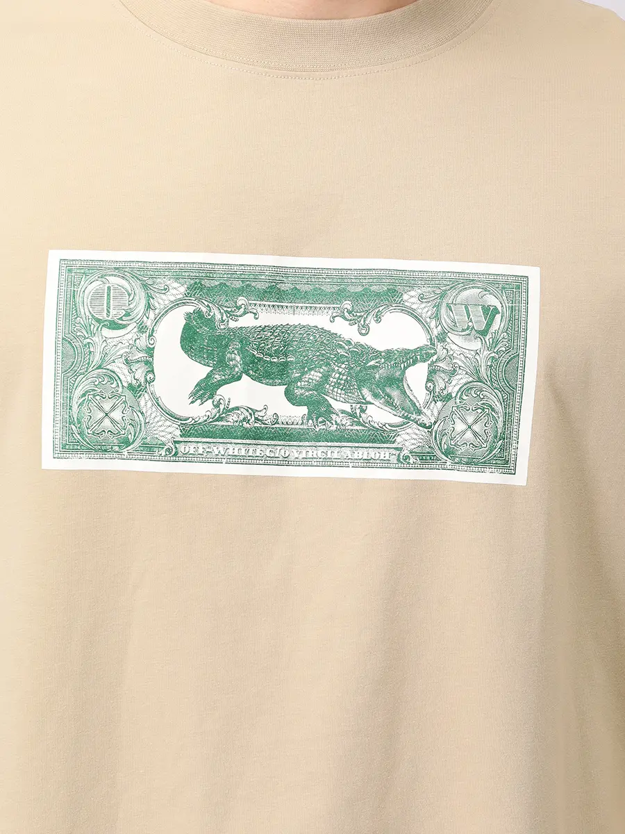 Футболка хлопковая OFF-WHITE OMAA120S25JER00C6158 Бежевый  Фото 5