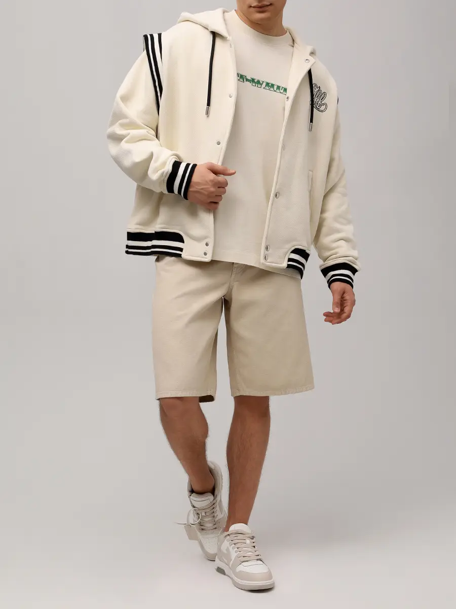 Футболка хлопковая OFF-WHITE OMAA120S25JER00E0B58 Бежевый  Фото 2