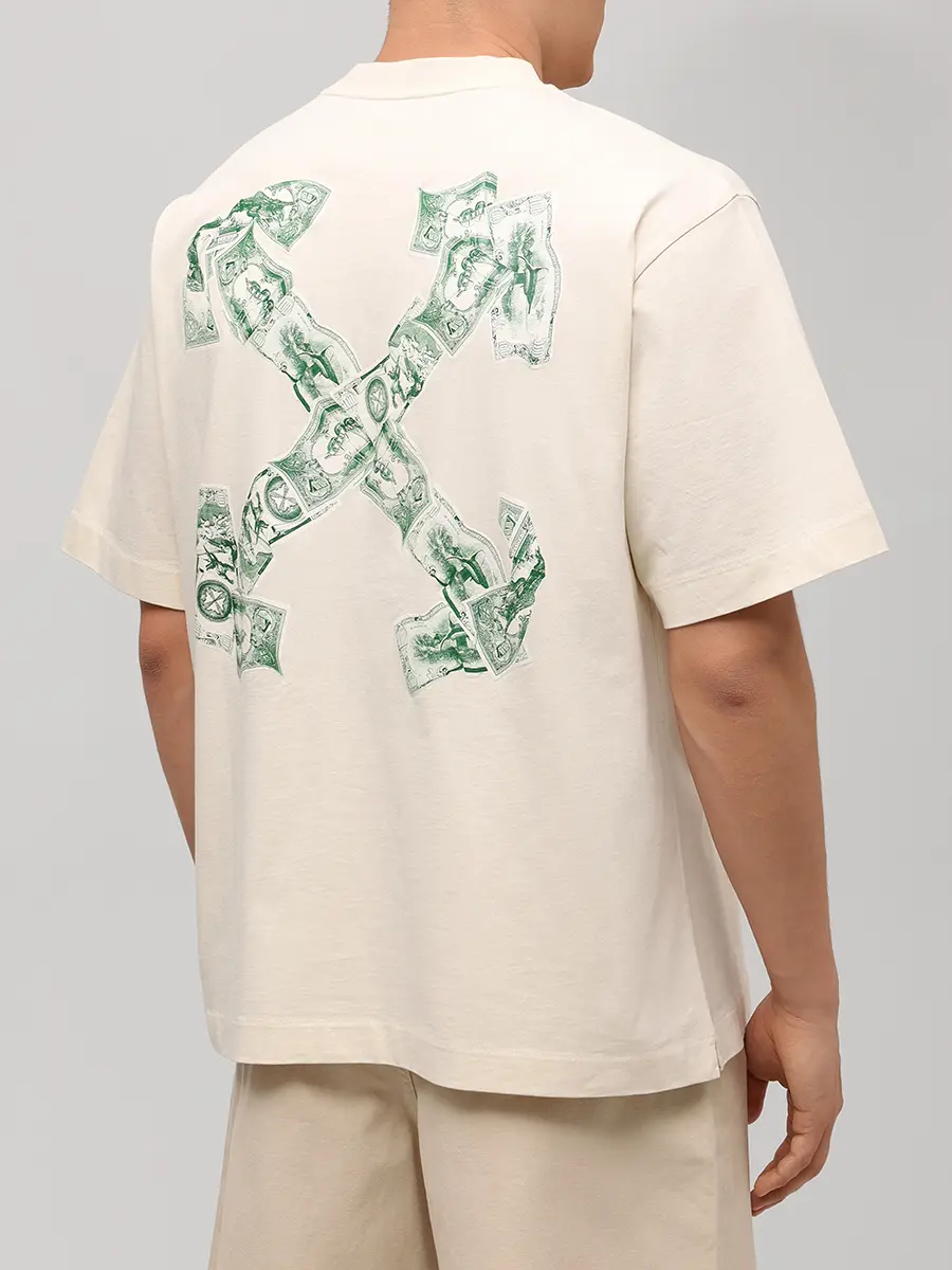 Футболка хлопковая OFF-WHITE OMAA120S25JER00E0B58 Бежевый  Фото 3