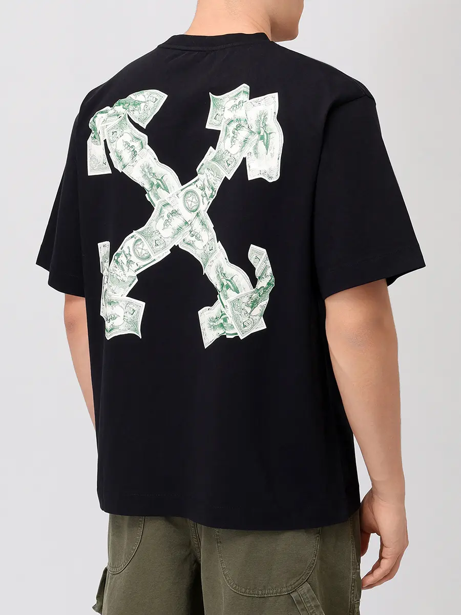 Футболка хлопковая OFF-WHITE OMAA120S25JER00E1058 Черный  Фото 3