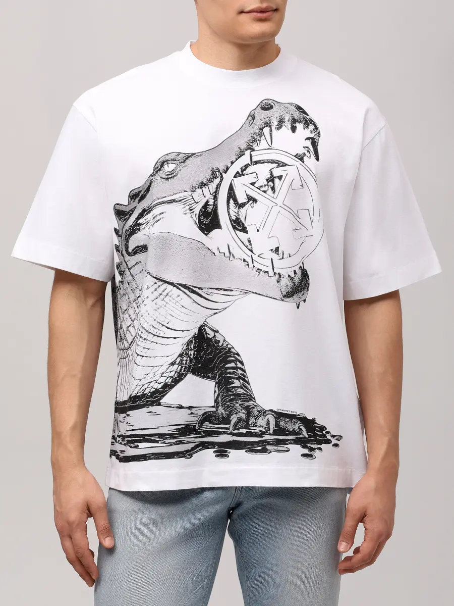 Футболка хлопковая OFF-WHITE OMAA120S25JER0050110 Белый  Фото 4