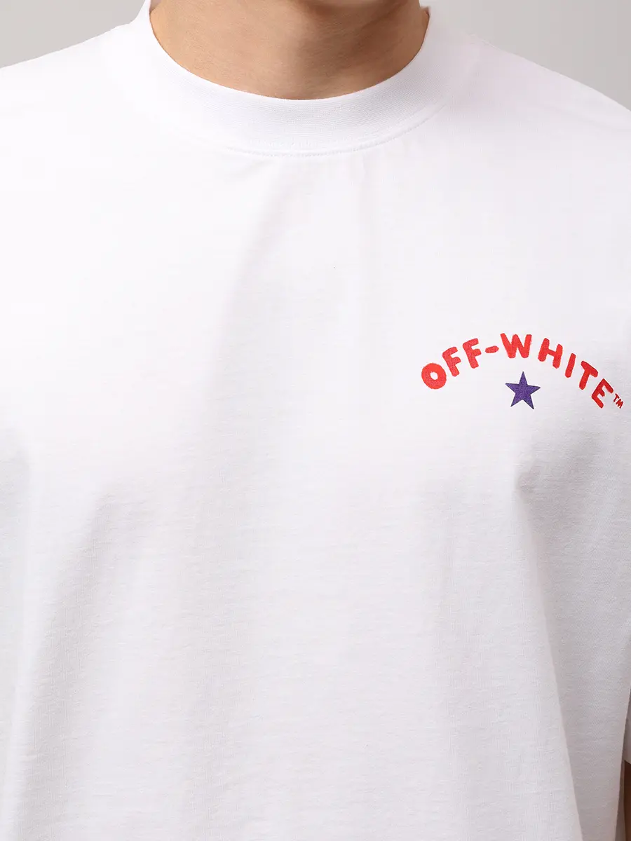 Футболка хлопковая OFF-WHITE OMAA120S25JER0080110 Белый  Фото 5