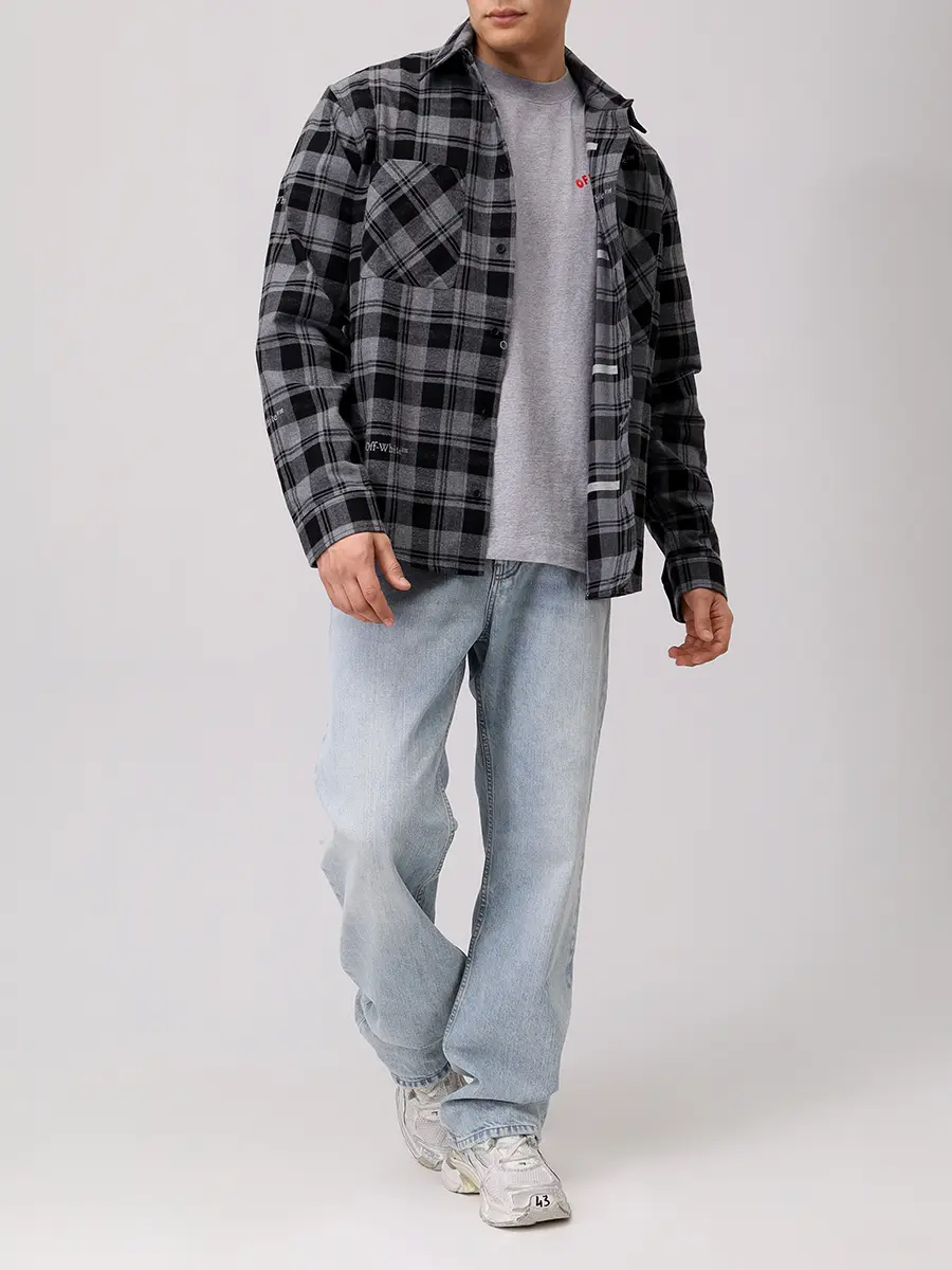 Футболка хлопковая OFF-WHITE OMAA120S25JER0080810 Серый  Фото 2