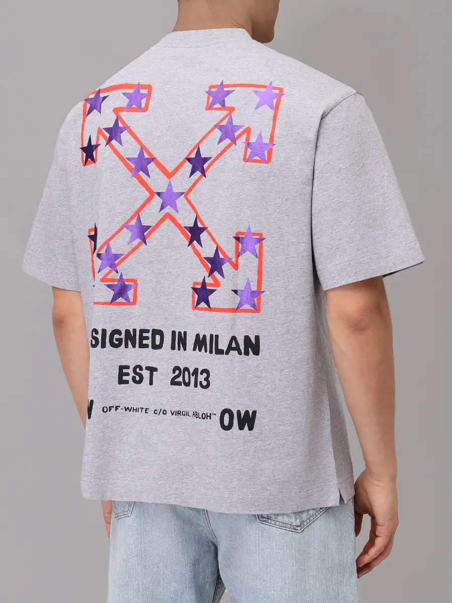 Футболка хлопковая OFF-WHITE OMAA120S25JER0080810 Серый  Фото 3