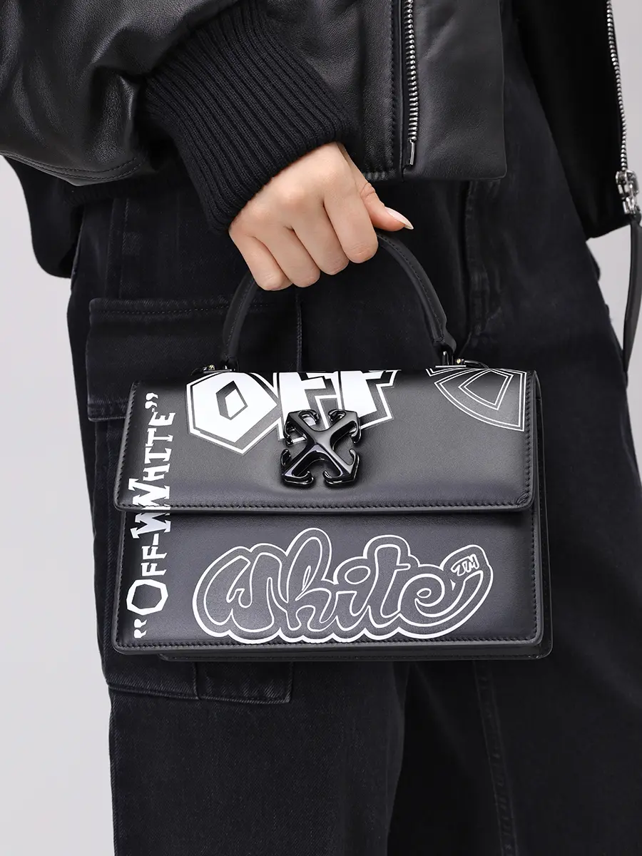 Сумка кожаная Off-White Jitney 1.4 OFF-WHITE OWNP062S25LEA0021001 Черный  Фото 2