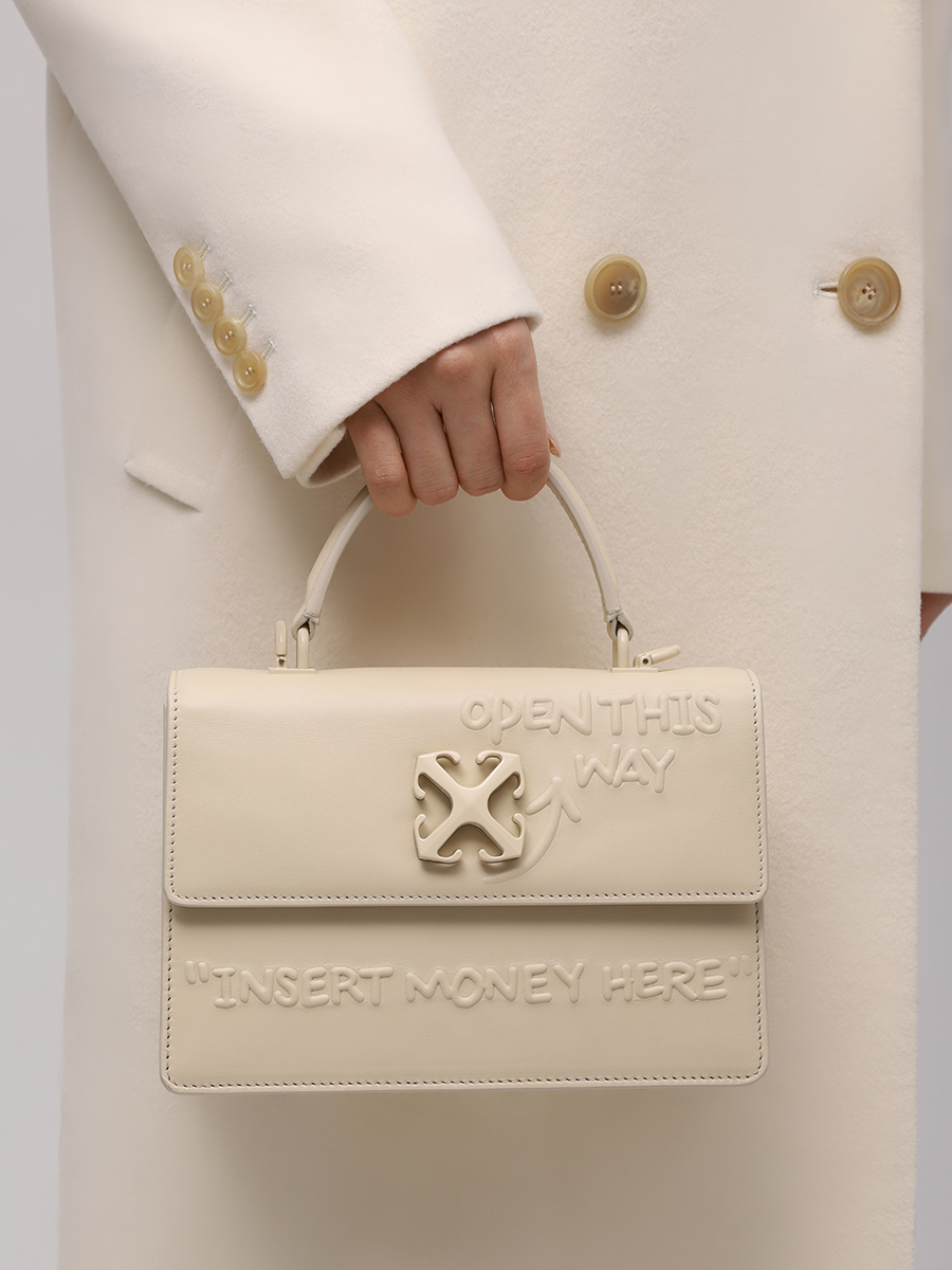 Сумка кожаная Jitney 1.4 OFF-WHITE OWNP062S25LEA0046100 Бежевый  Фото 2