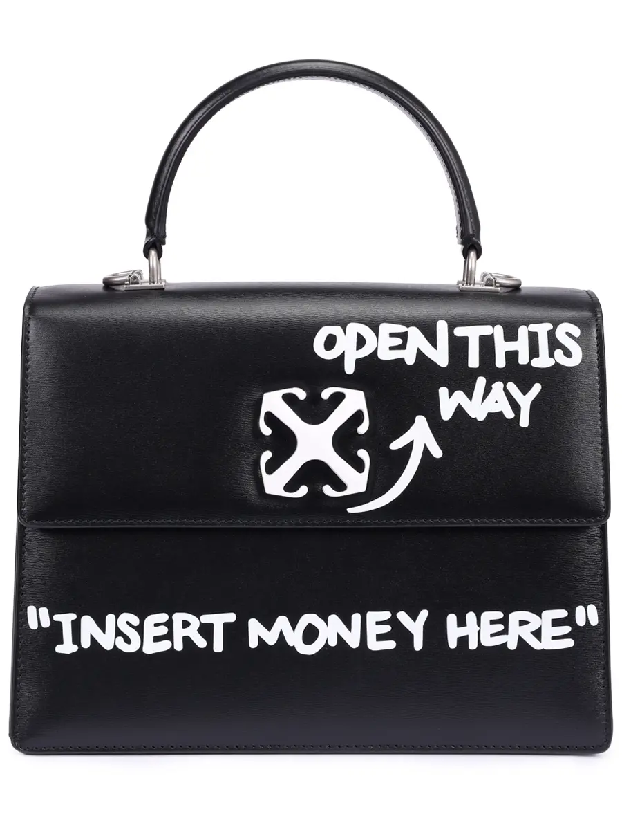 Сумка кожаная Jitney 1.4 OFF-WHITE OWNP062C99LEA0011001 Черный 