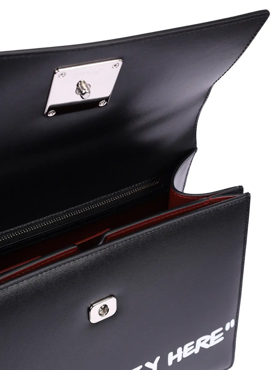 Сумка кожаная Jitney 1.4 OFF-WHITE OWNP062C99LEA0011001 Черный  Фото 4