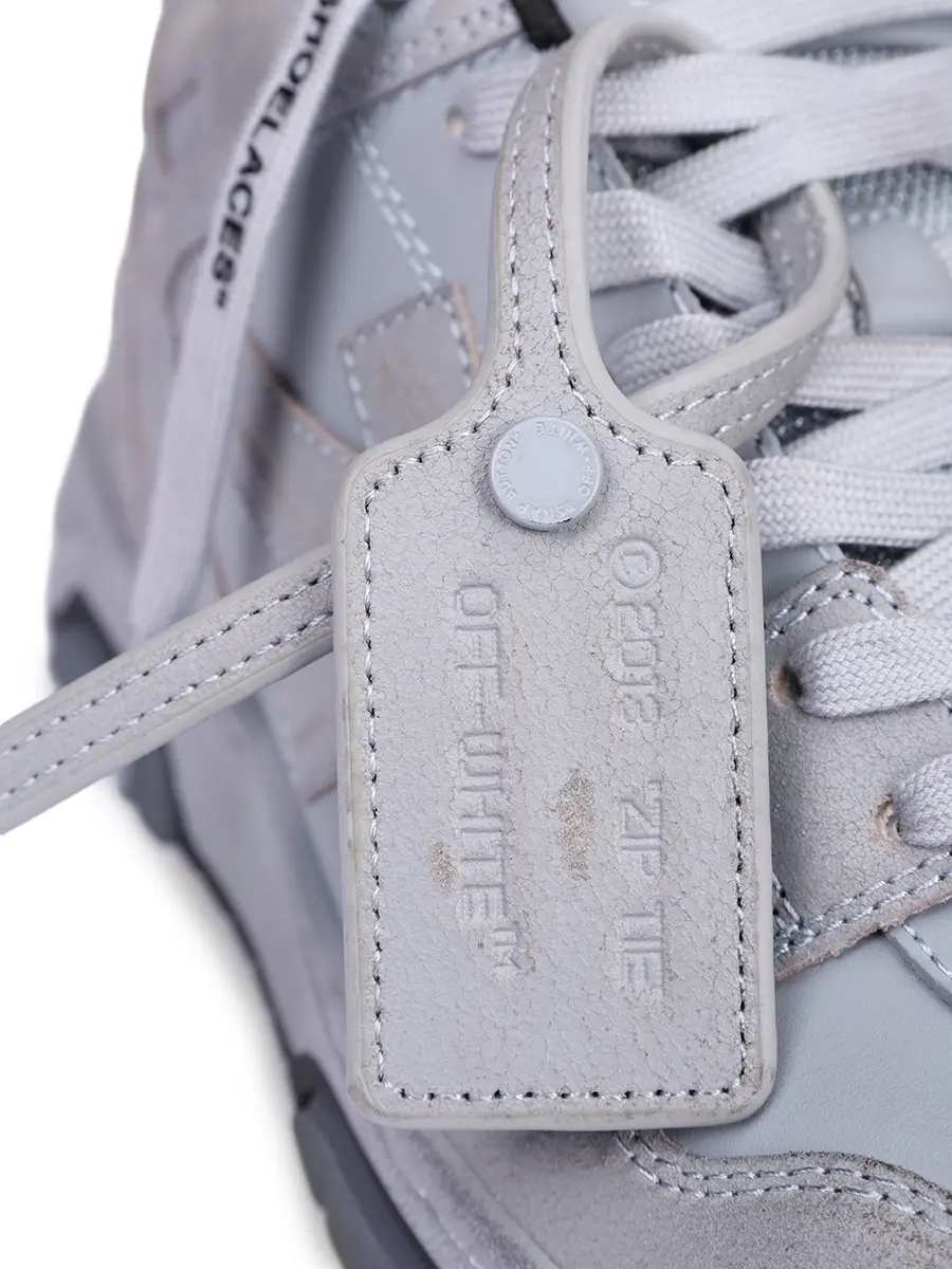 Кеды комбинированные Out of Office OFF-WHITE OMIA189S25LEA0060510 Серый  Фото 5