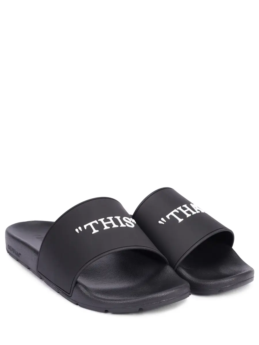Шлепанцы резиновые OFF-WHITE OMIU003S25MAT0011001 Черный  Фото 2
