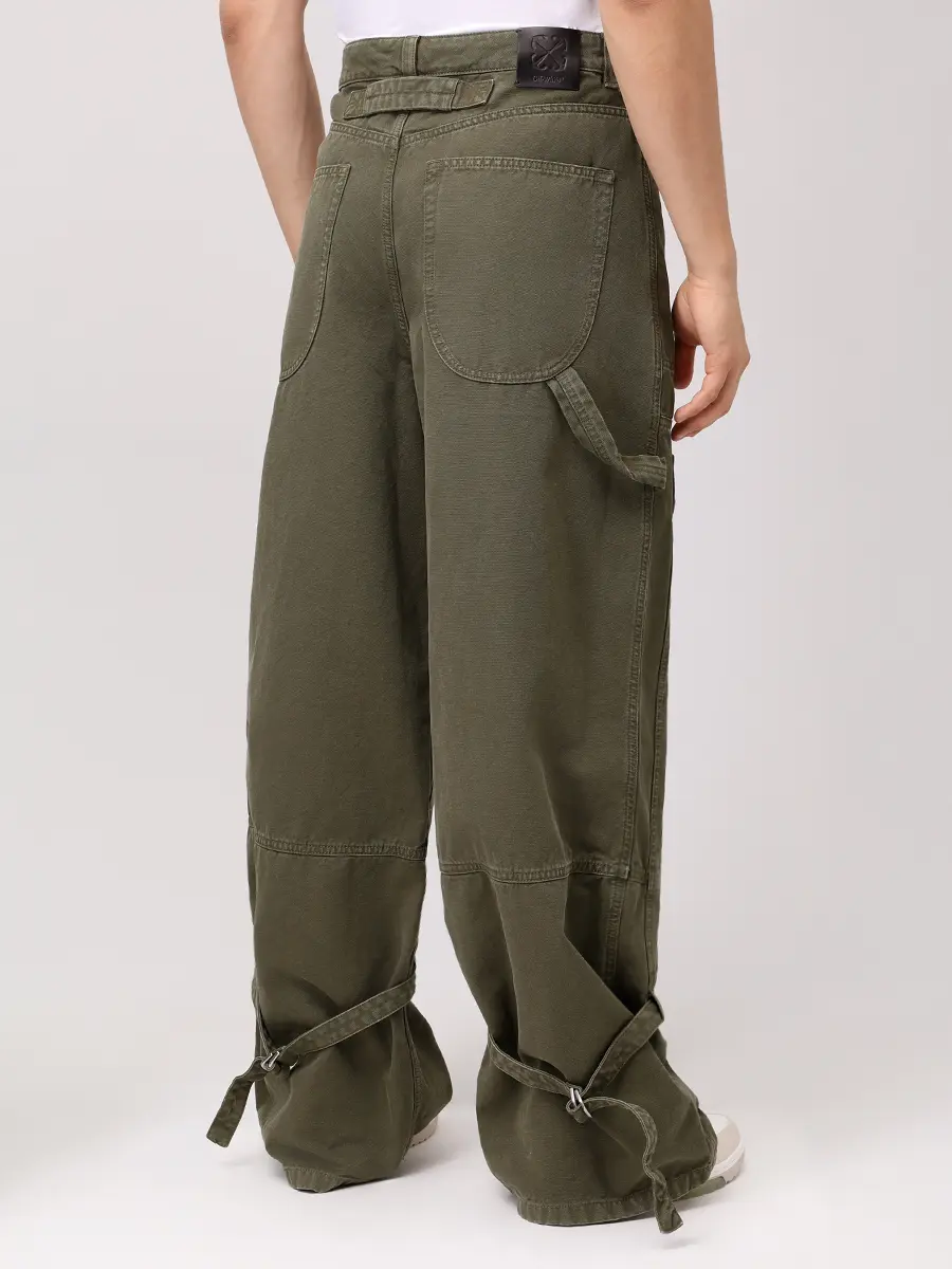 Брюки-карго хлопковые OFF-WHITE OMCE044C99FAB0015800 Хаки  Фото 3