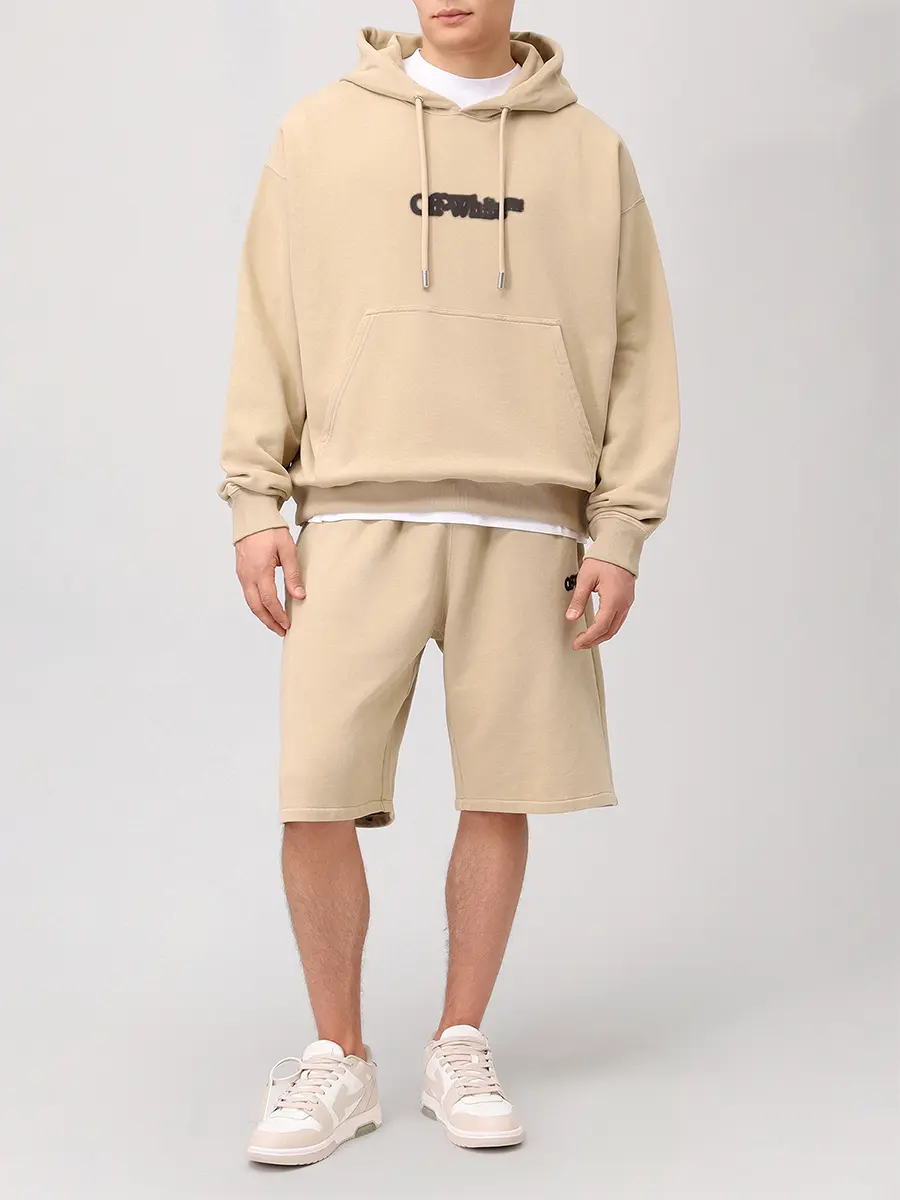 Шорты хлопковые OFF-WHITE OMCI013S25FLE0036110 Бежевый  Фото 2