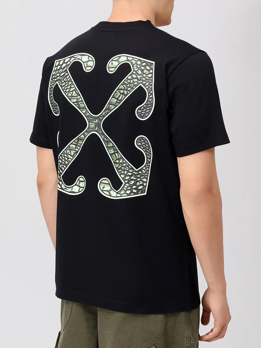 Футболка хлопковая OFF-WHITE OMAA027S25JER00C1014 Черный  Фото 3