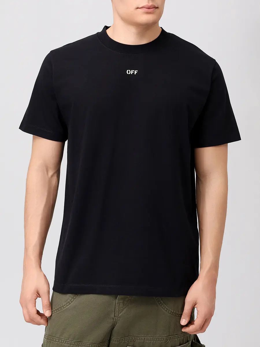 Футболка хлопковая OFF-WHITE OMAA027S25JER00C1014 Черный  Фото 4