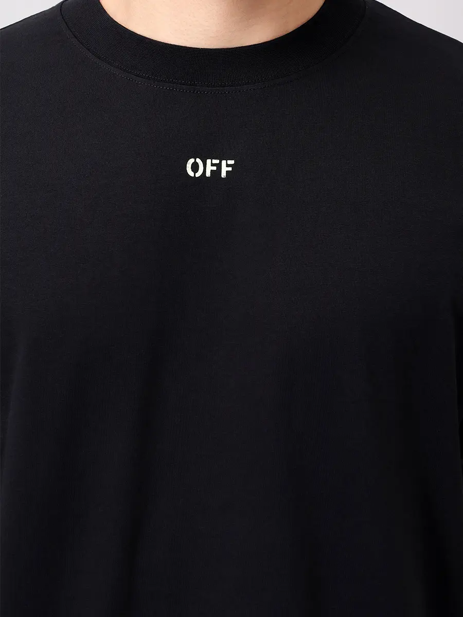 Футболка хлопковая OFF-WHITE OMAA027S25JER00C1014 Черный  Фото 5