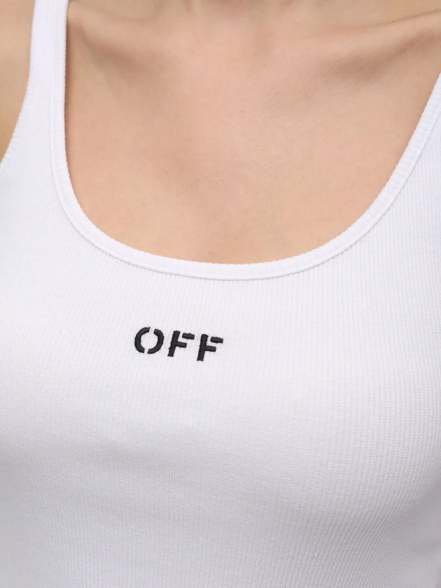 Майка хлопковая OFF-WHITE OWAD072C99JER0020110 Белый  Фото 5