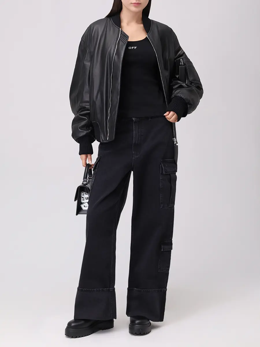 Майка хлопковая OFF-WHITE OWAD072C99JER0021001 Черный  Фото 2