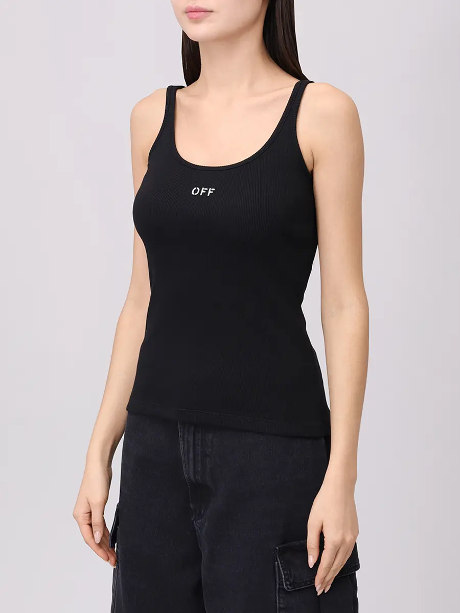 Майка хлопковая OFF-WHITE OWAD072C99JER0021001 Черный  Фото 4