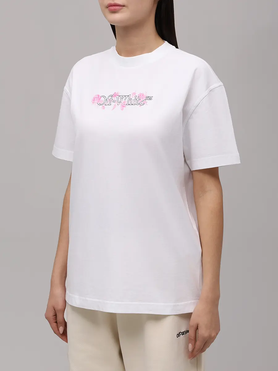 Футболка хлопковая OFF-WHITE OWAA089S25JER0030101 Белый  Фото 4