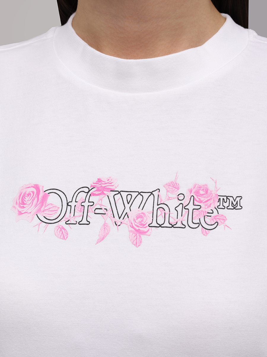 Футболка хлопковая OFF-WHITE OWAA089S25JER0030101 Белый  Фото 5