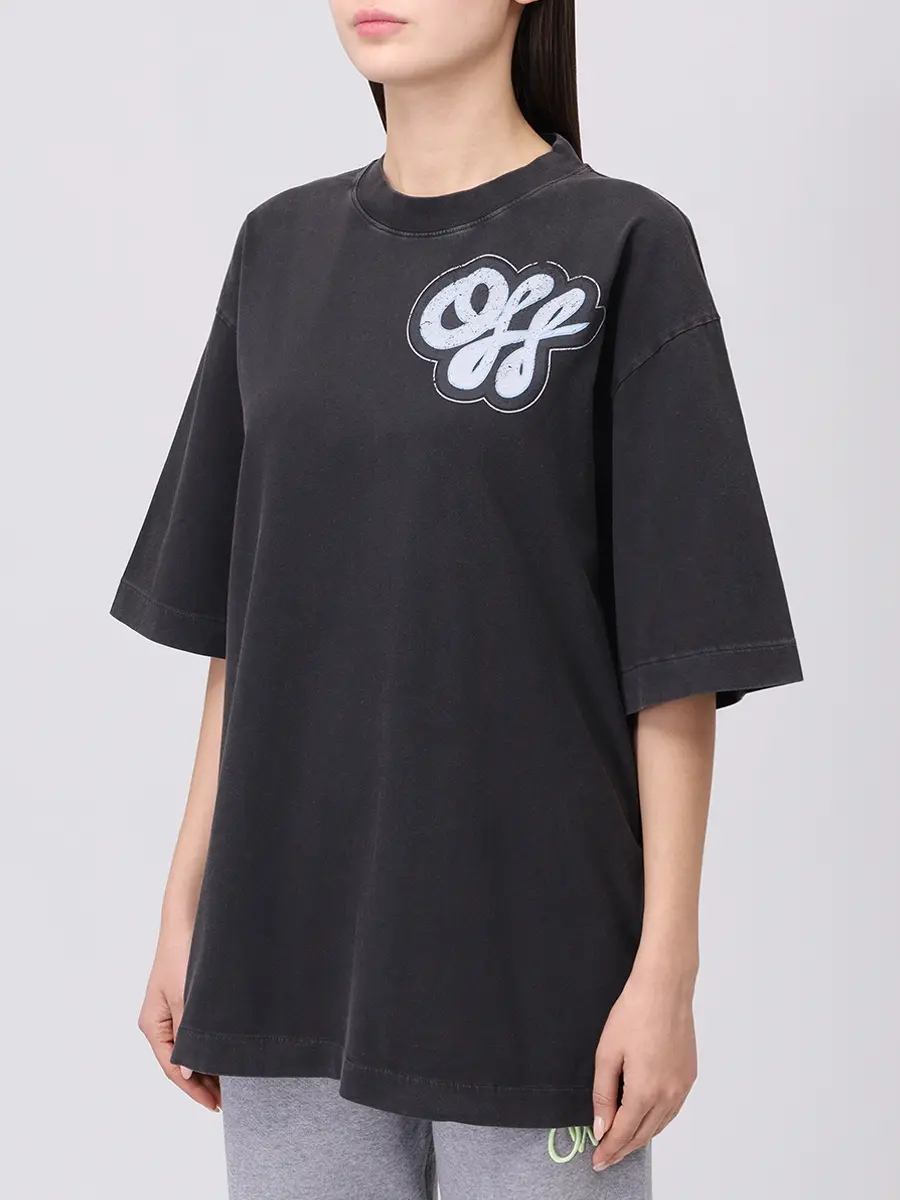 Футболка хлопковая OFF-WHITE OWAA134S25JER0030742 Черный  Фото 4