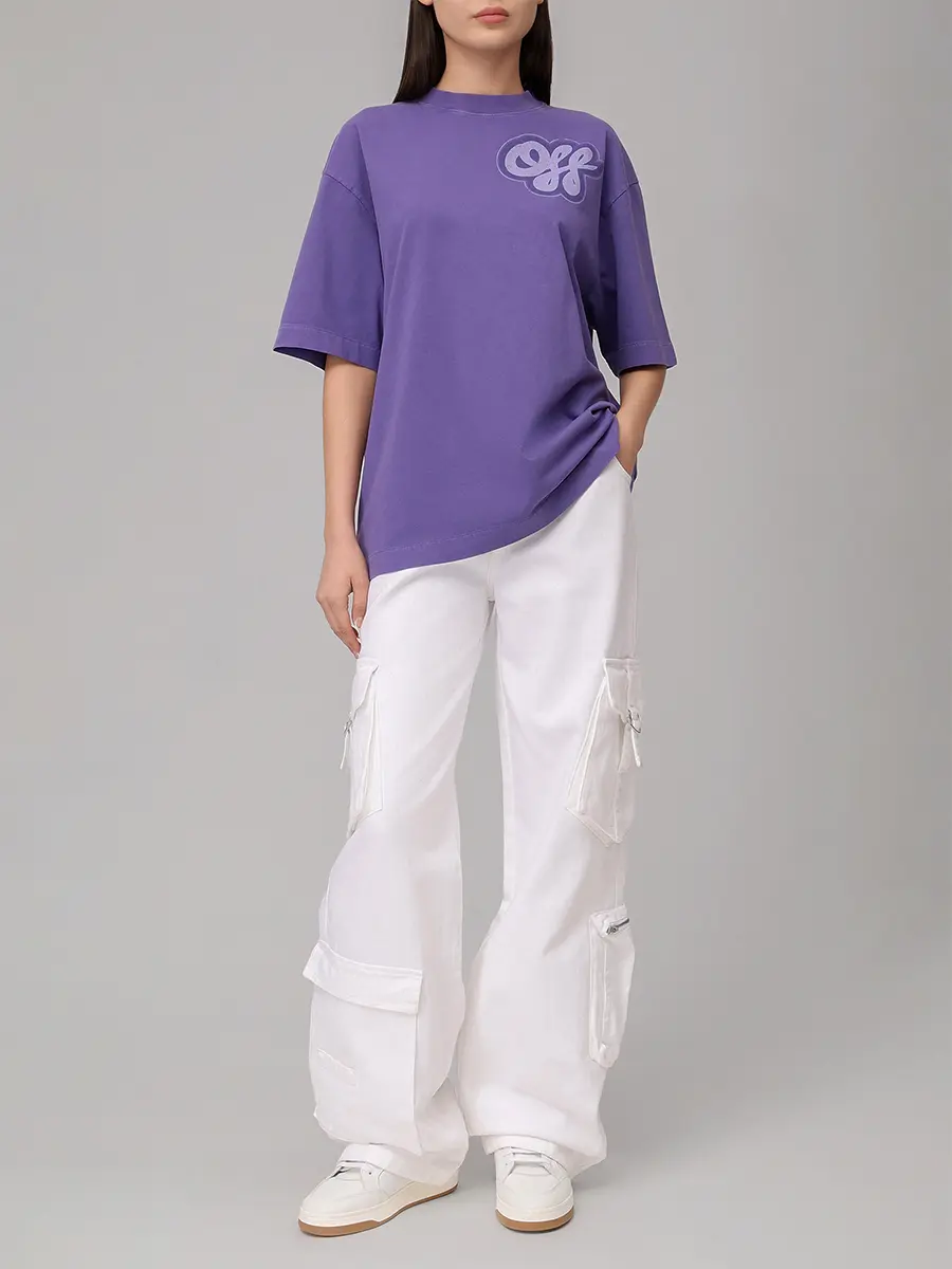 Футболка хлопковая OFF-WHITE OWAA134S25JER0033749 Фиолетовый  Фото 2